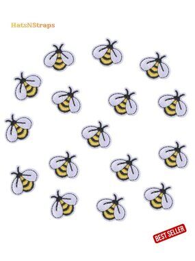 60 Pcs Bee Embroidered Patches Cute Iron on Patch Honeybee Applique for Clothes